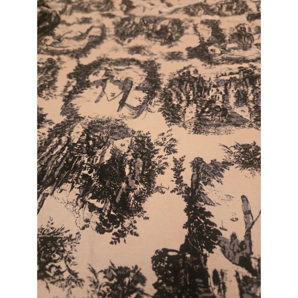 Parisian Intimates Cotton Toile Nightgown Black‎ Cream Lace Trim Size M W0672 - Picture 4 of 5